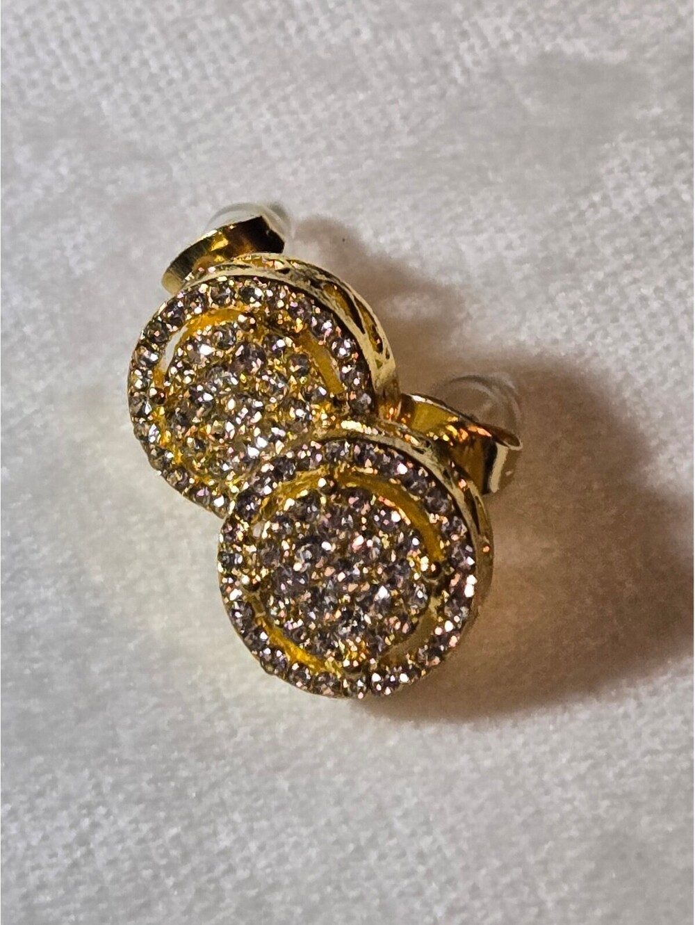 New Gold plated k Circular Cluster Stud Earrings 1/2 Inch Diameter